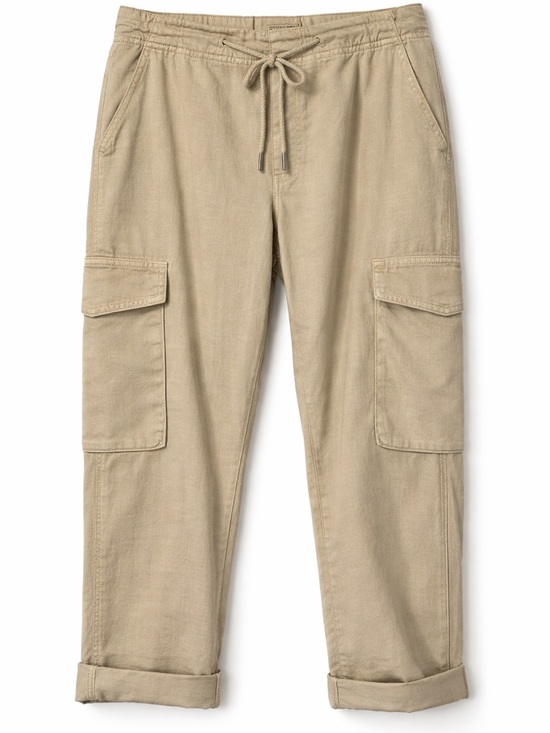 Liverpool Pants - Liverpool Women’s Tan Cuffed Cargo Drawstring Pants- 4